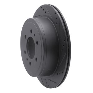 Ford F-150 Brake Rotor (1) - Rear Left - R1 Concepts - Drilled & Slotted - Black - `04-`11